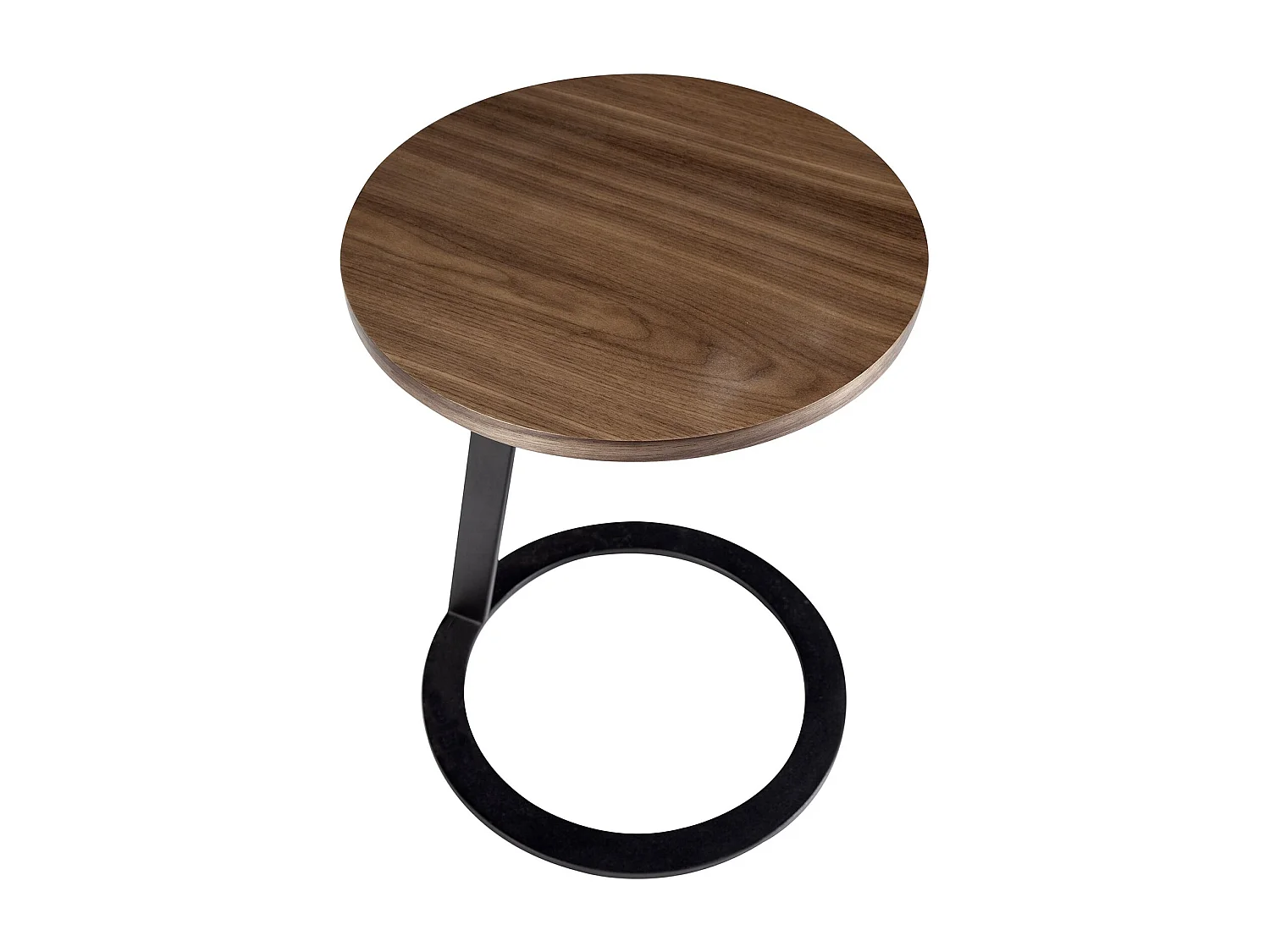 Mesa de canto redonda em nogueira e aço preto 2115 ANGEL CERDA