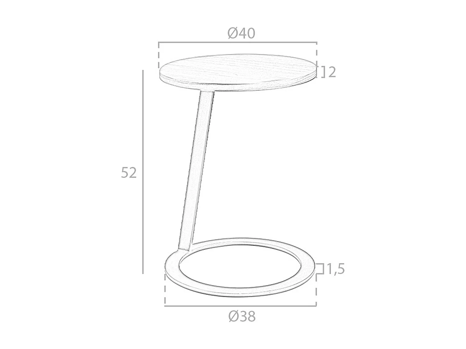 Mesa de canto redonda em nogueira e aço preto 2115 ANGEL CERDA