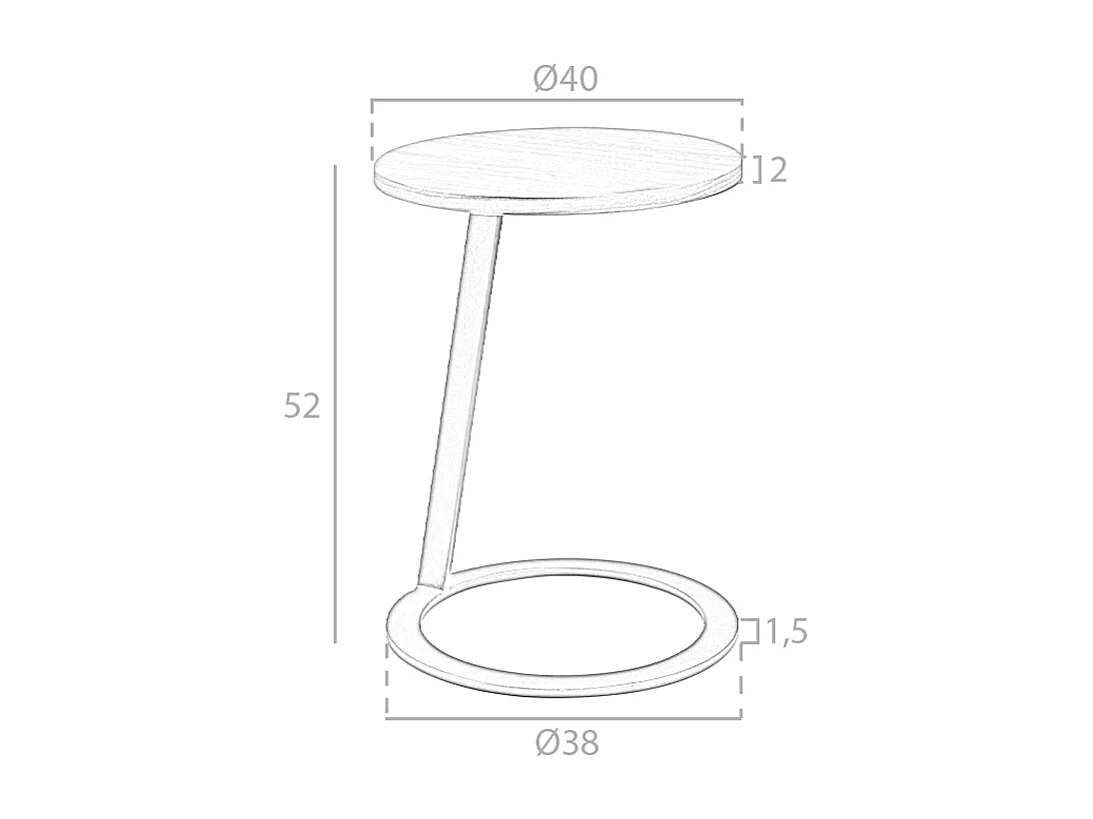 Mesa de canto redonda em nogueira e aço preto 2115 ANGEL CERDA