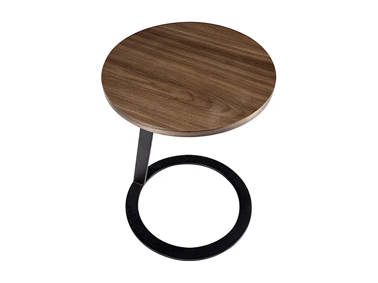 Mesa de canto redonda em nogueira e aço preto 2115 ANGEL CERDA
