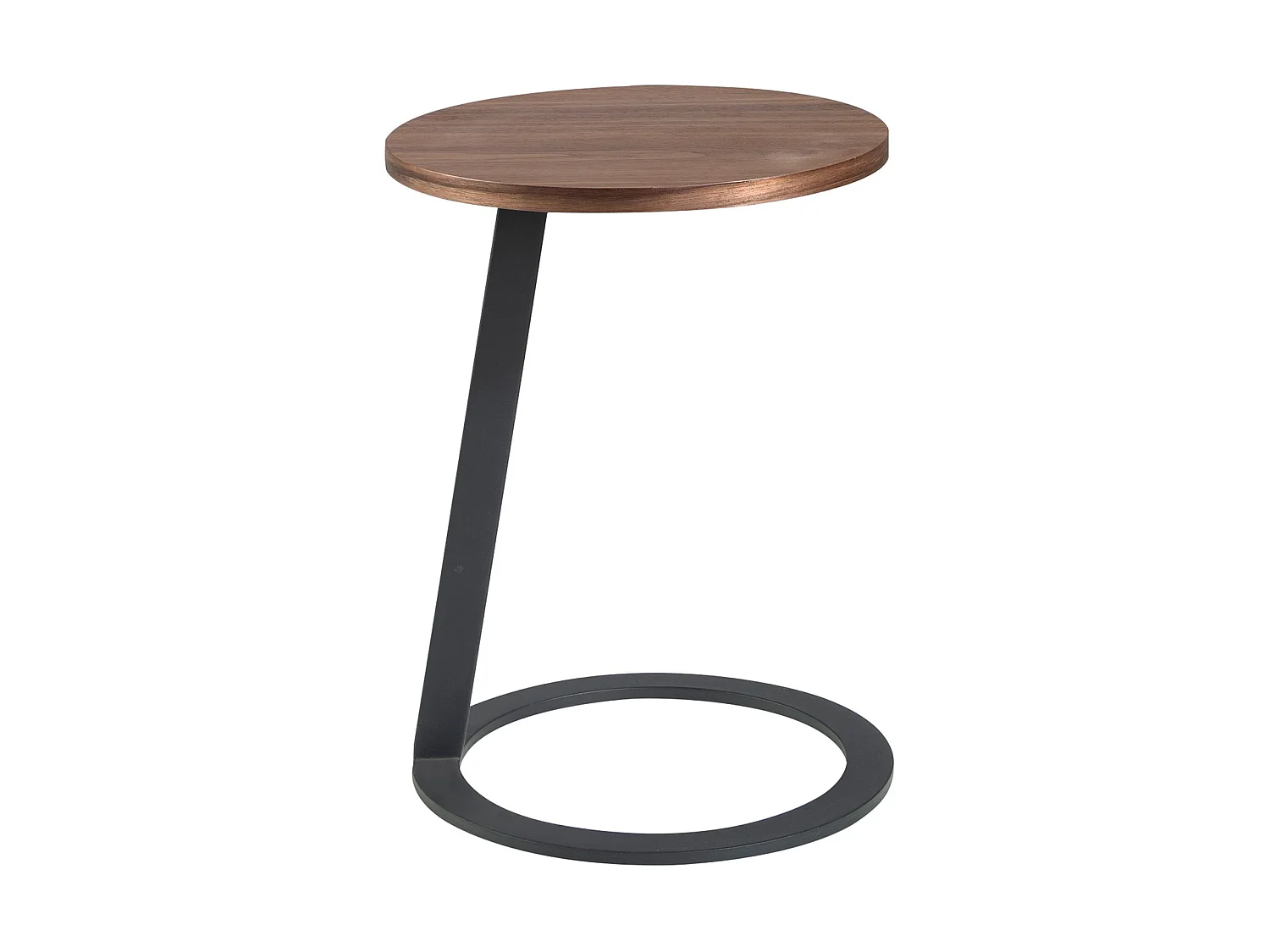 Ronde hoektafel walnoot en zwart staal 2115 ANGEL CERDA