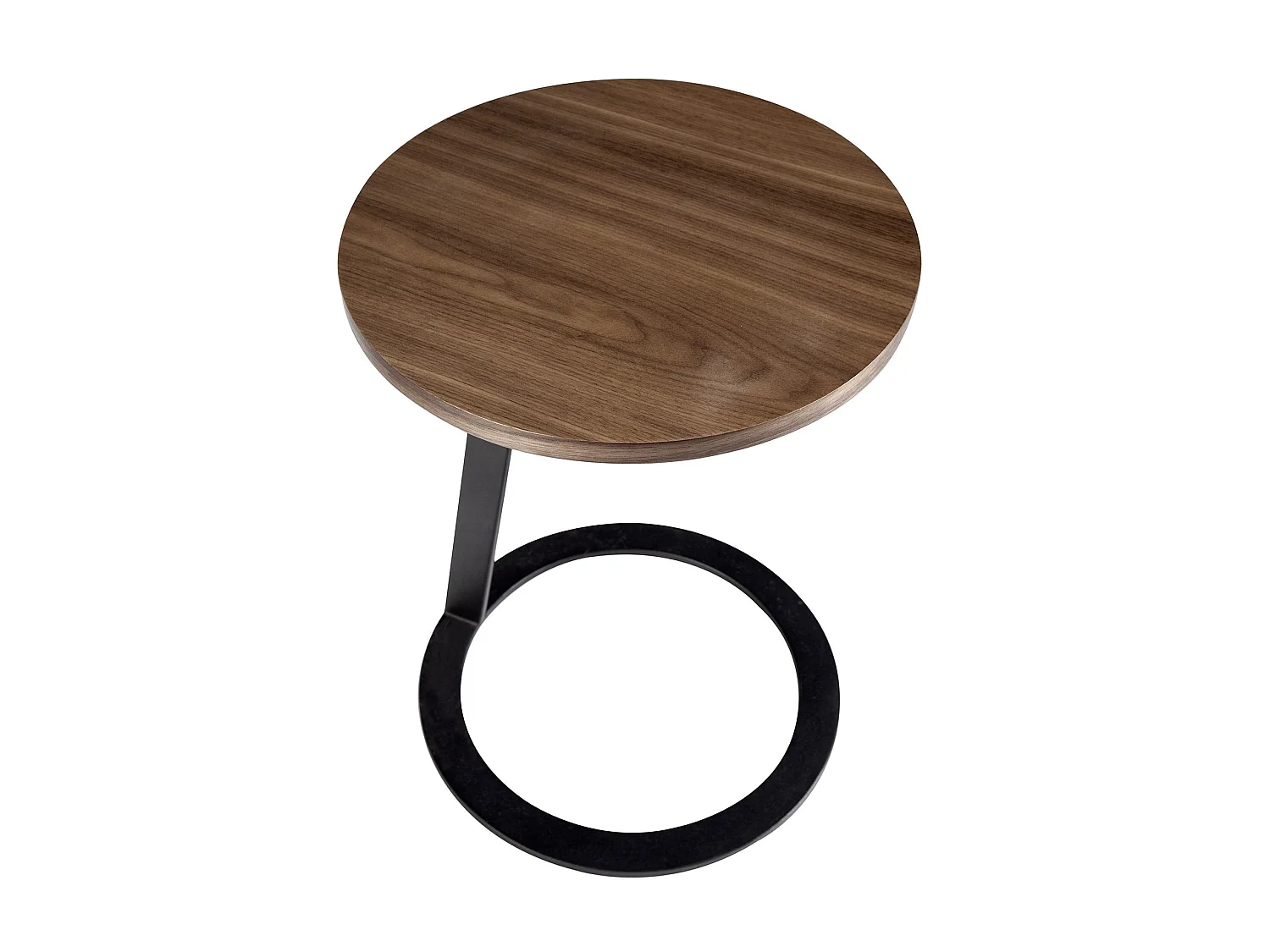 Ronde hoektafel walnoot en zwart staal 2115 ANGEL CERDA