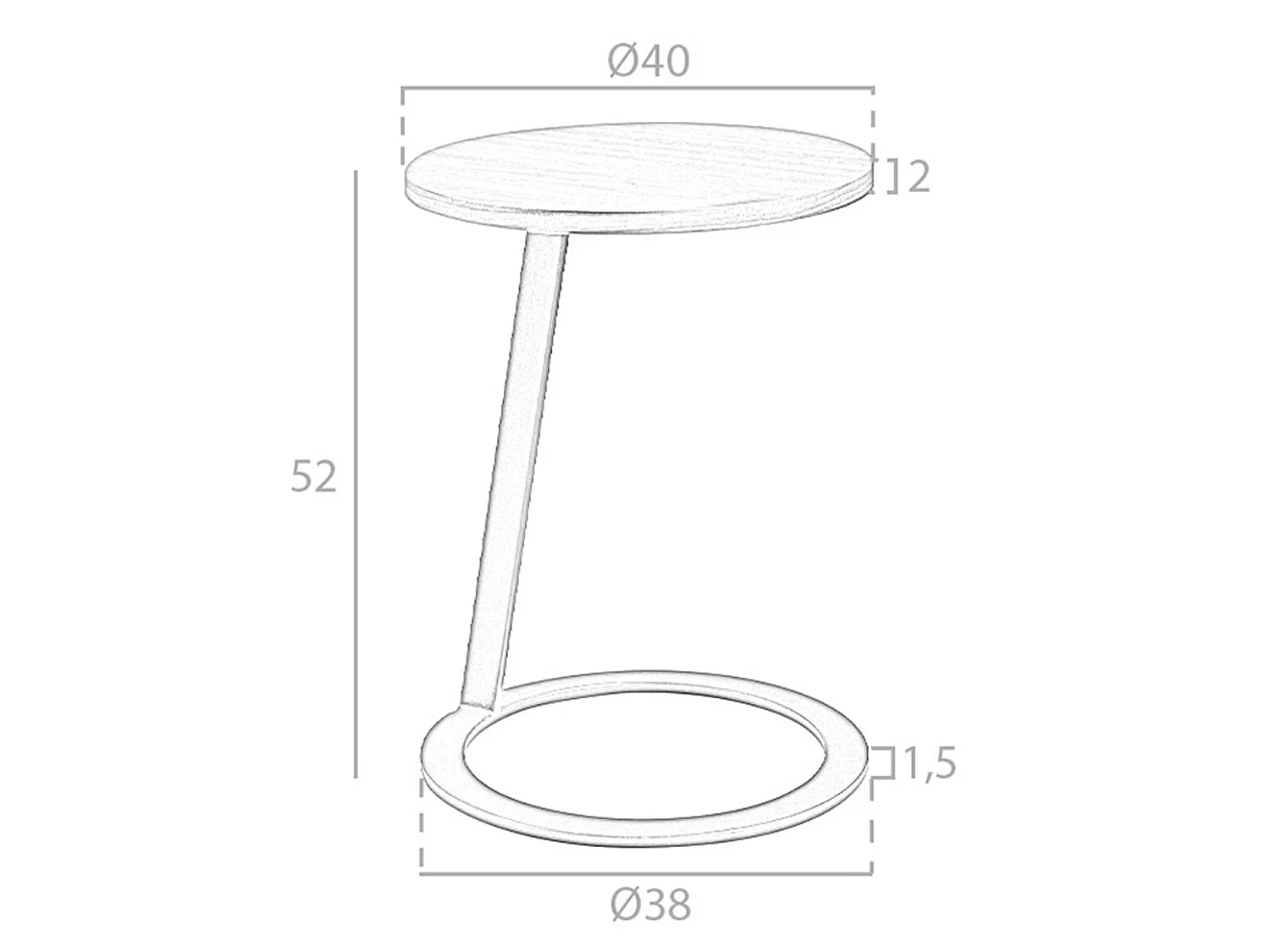 Ronde hoektafel walnoot en zwart staal 2115 ANGEL CERDA