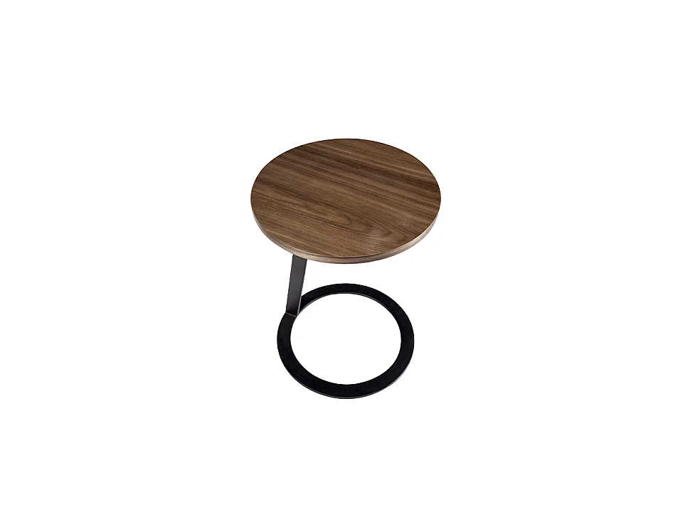 Ronde hoektafel walnoot en zwart staal 2115 ANGEL CERDA