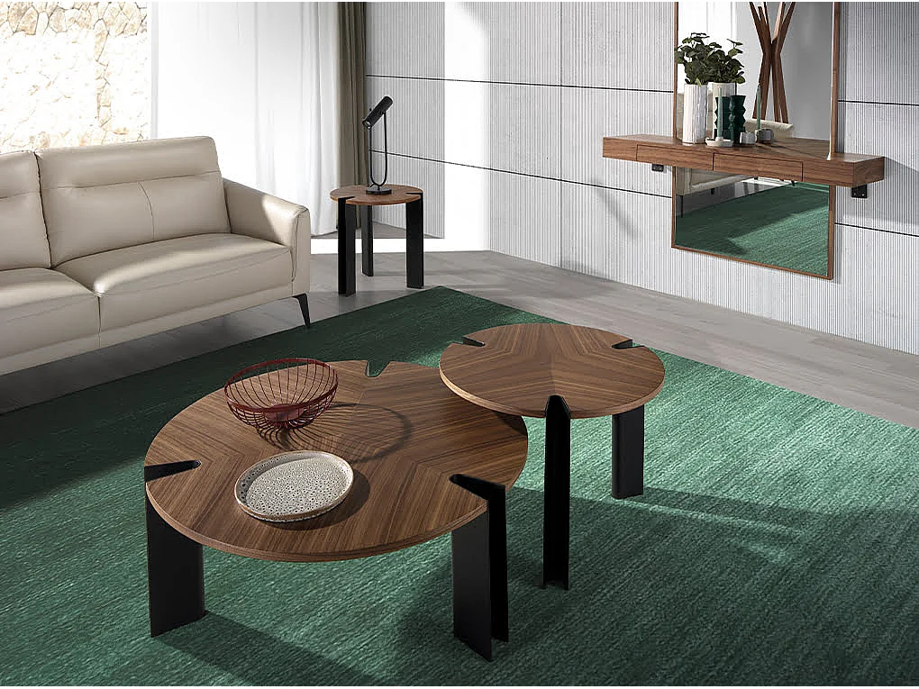 Hoektafel in zwart notenhout en staal 2118 ANGEL CERDA