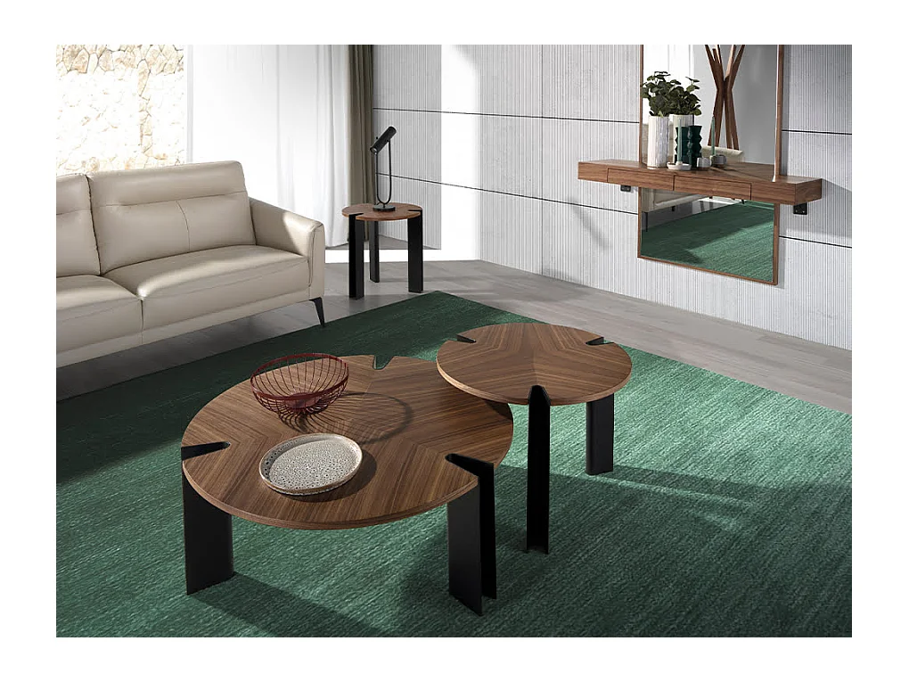 Table d'angle en noyer et acier noir 2117 ANGEL CERDA