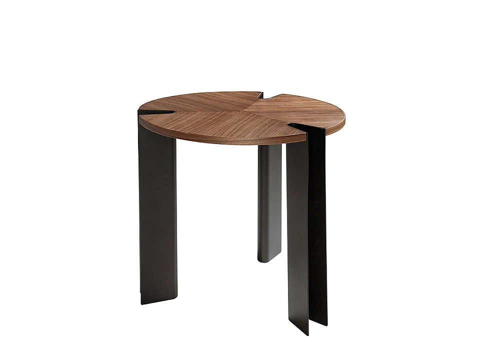 Table d'angle en noyer et acier noir 2117 ANGEL CERDA
