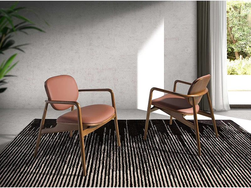 Fauteuil en similicuir marron et noyer 4118 ANGEL CERDA