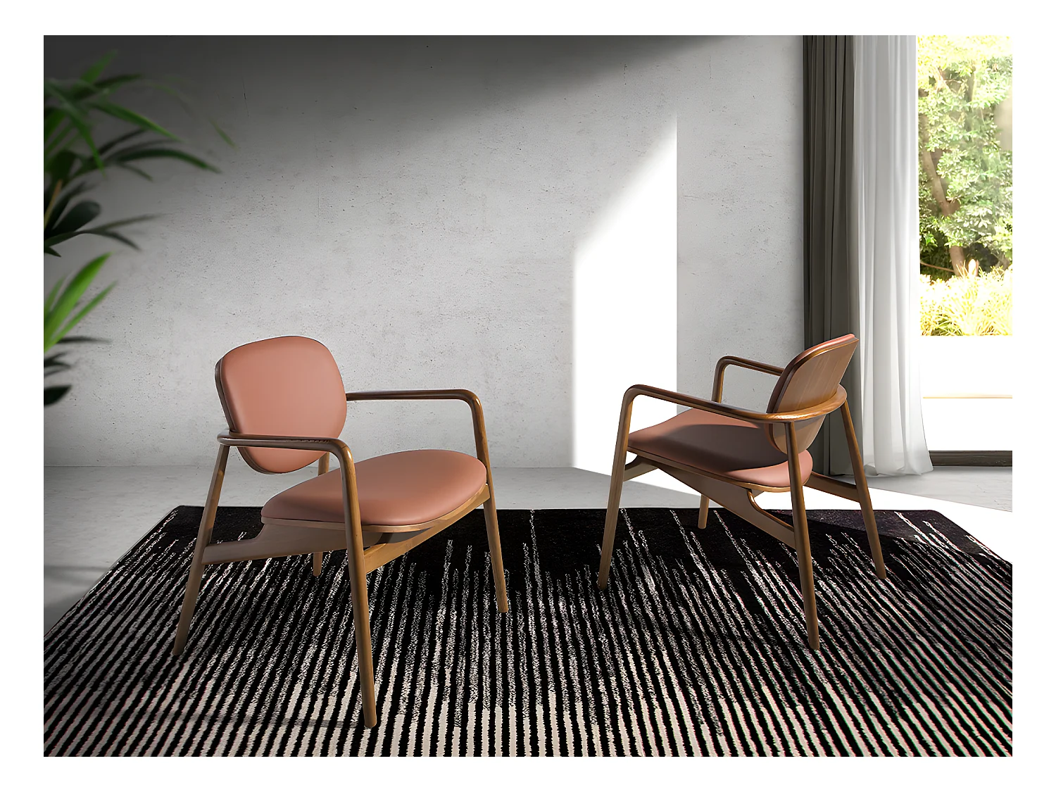 Sessel aus Kunstleder und Esche  4118 ANGEL CERDA