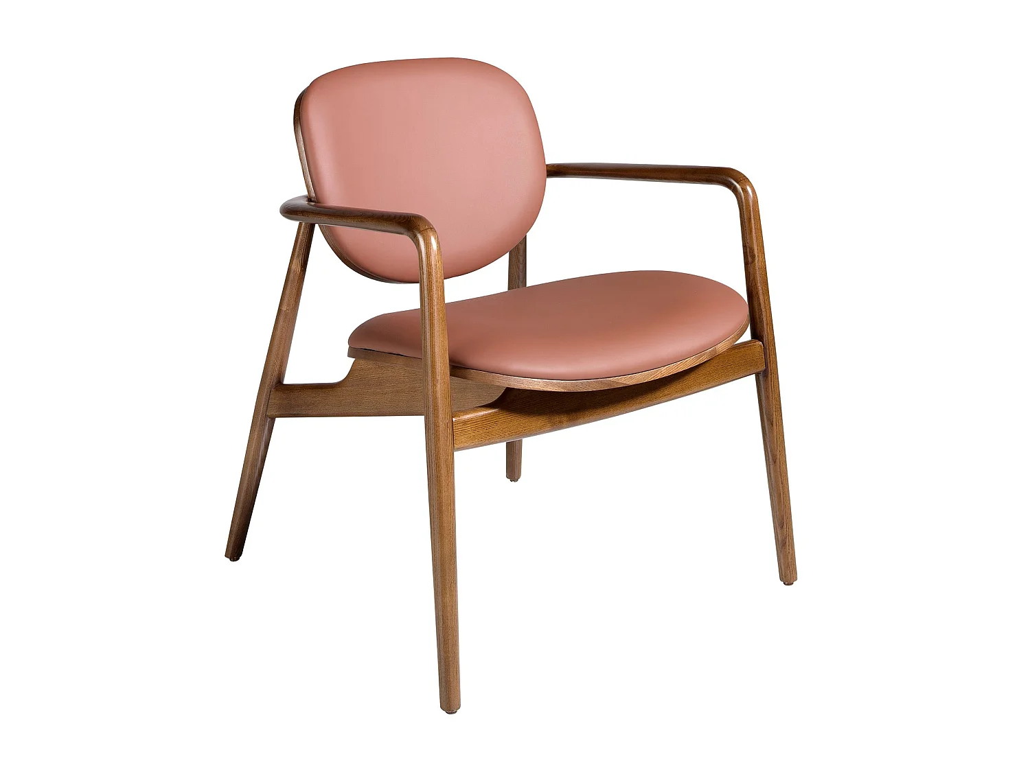 Fauteuil en similicuir marron et noyer 4118 ANGEL CERDA