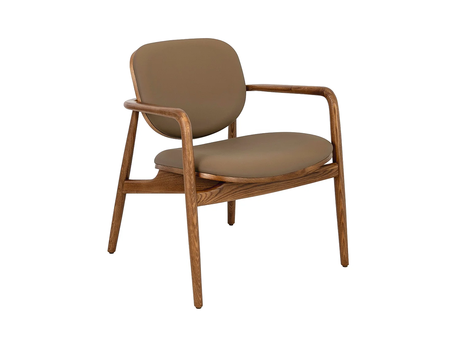 Sessel aus taupefarbenem Kunstleder und Nussbaum 4118 ANGEL CERDA