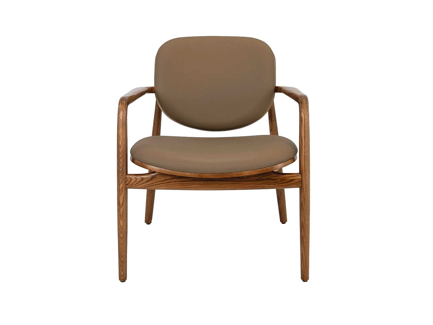 Sessel aus taupefarbenem Kunstleder und Nussbaum 4118 ANGEL CERDA