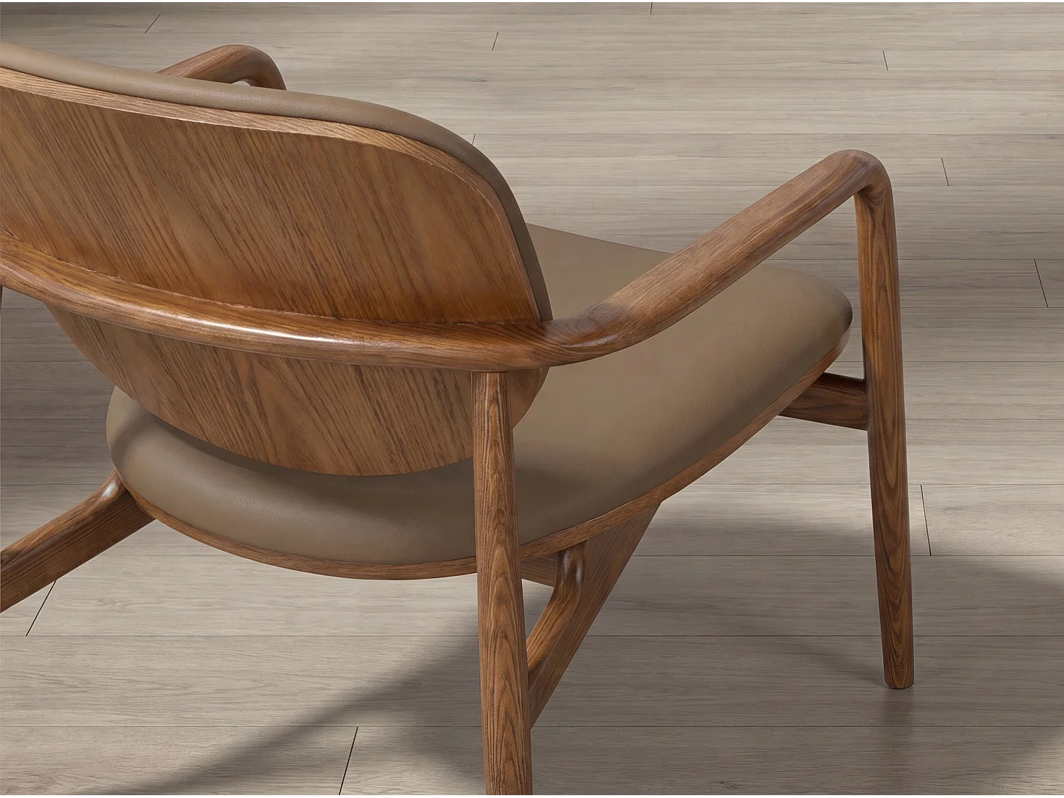 Sessel aus taupefarbenem Kunstleder und Nussbaum 4118 ANGEL CERDA