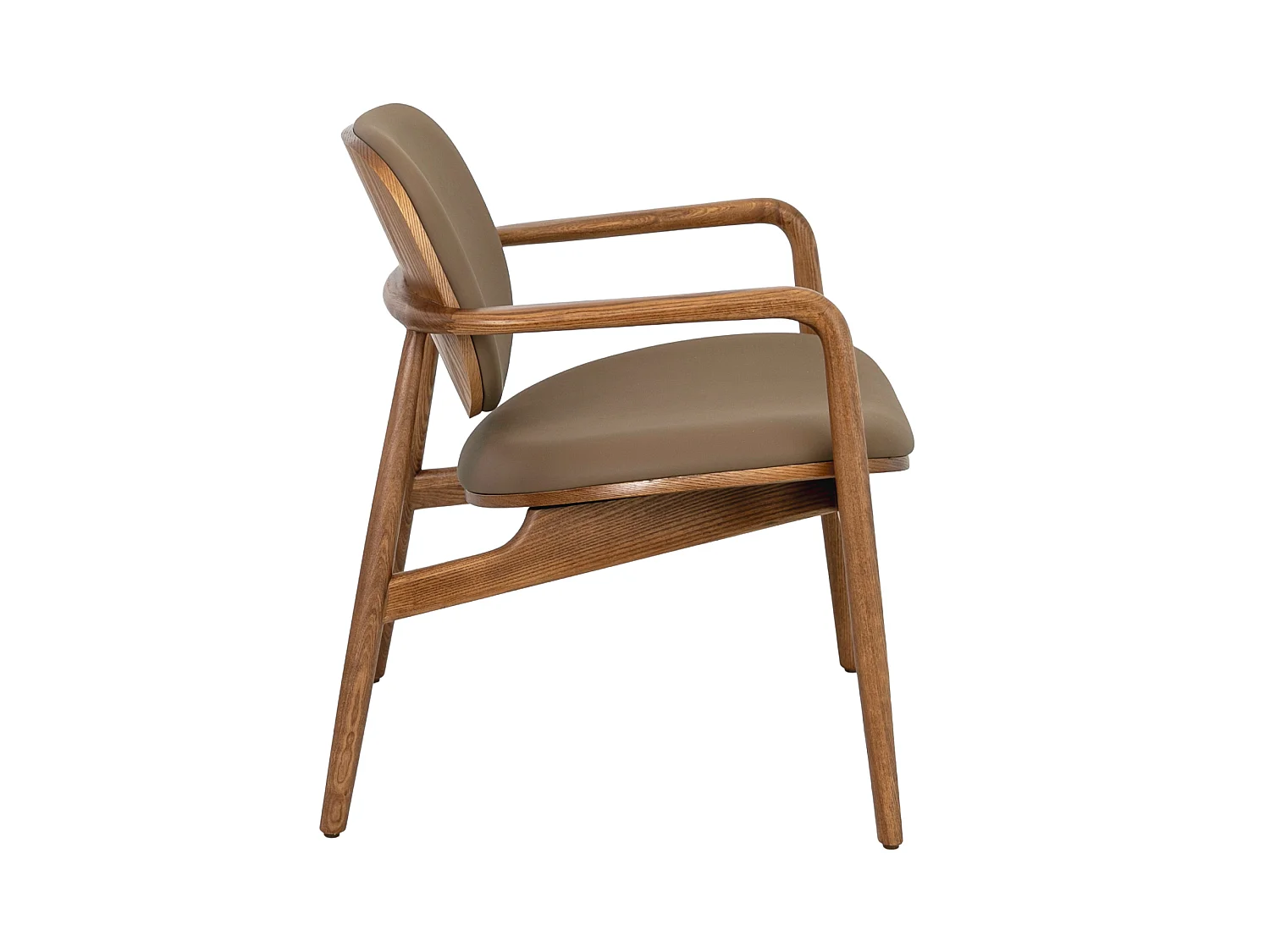 Sessel aus taupefarbenem Kunstleder und Nussbaum 4118 ANGEL CERDA