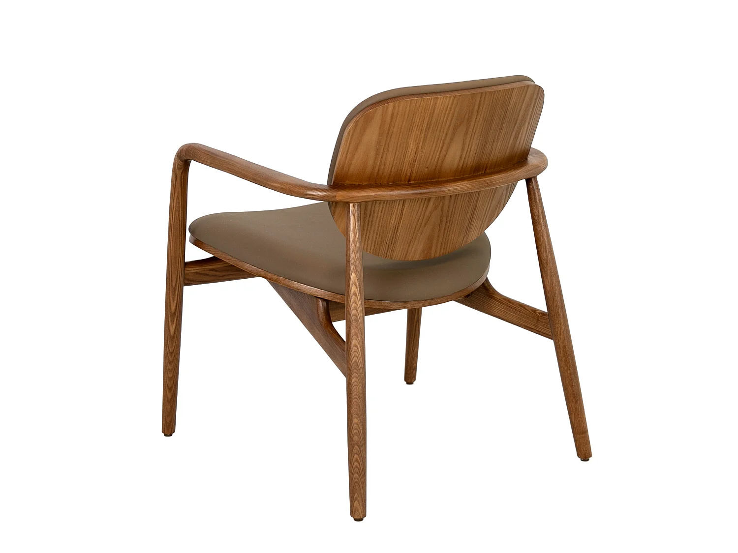 Sessel aus taupefarbenem Kunstleder und Nussbaum 4118 ANGEL CERDA