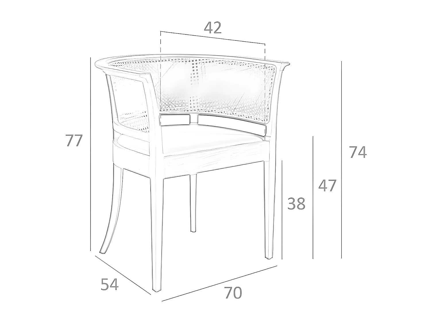 Chaise similicuir avec rotin et en noyer 4116 ANGEL CERDA