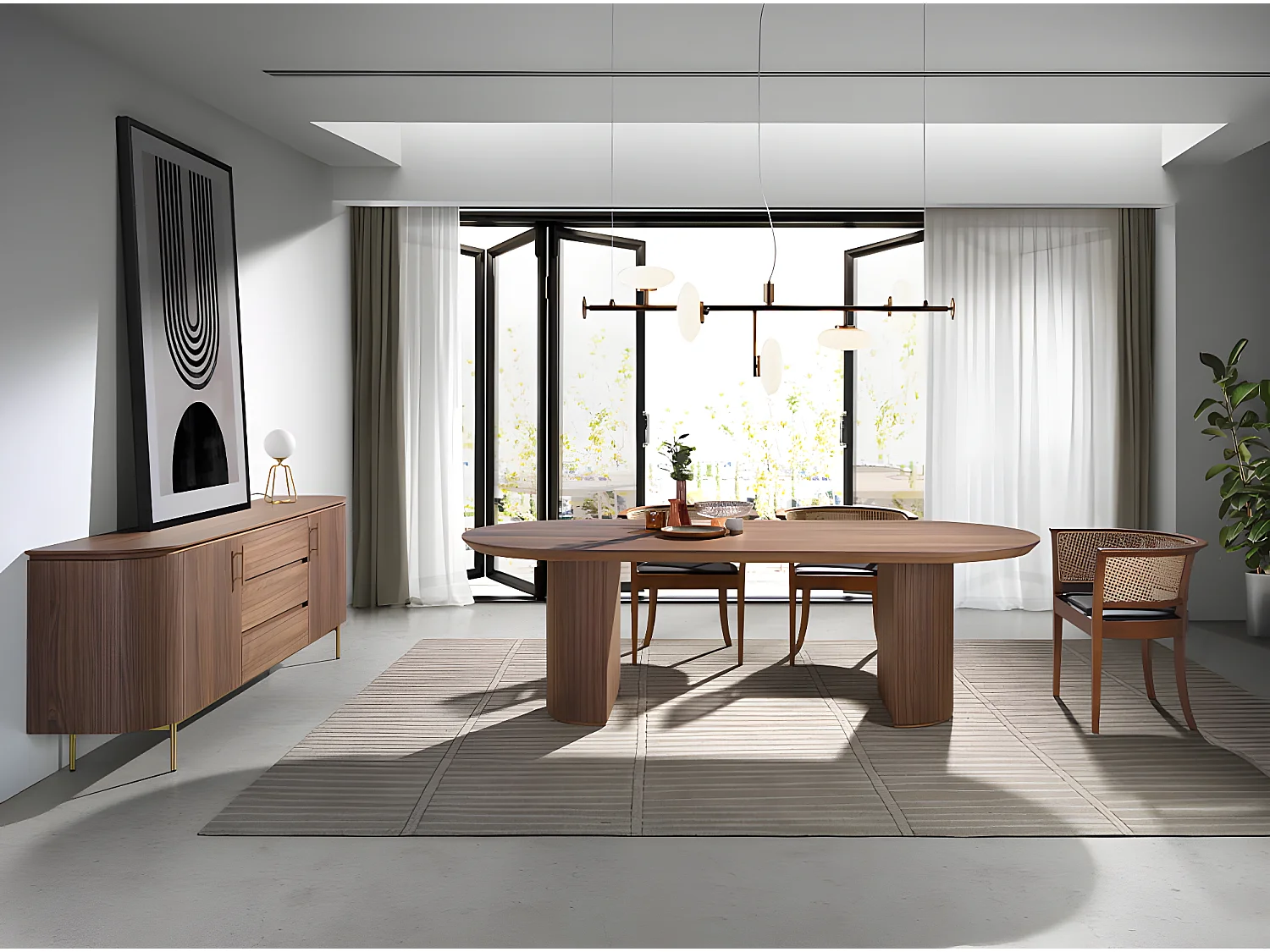 Chaise similicuir avec rotin et en noyer 4116 ANGEL CERDA