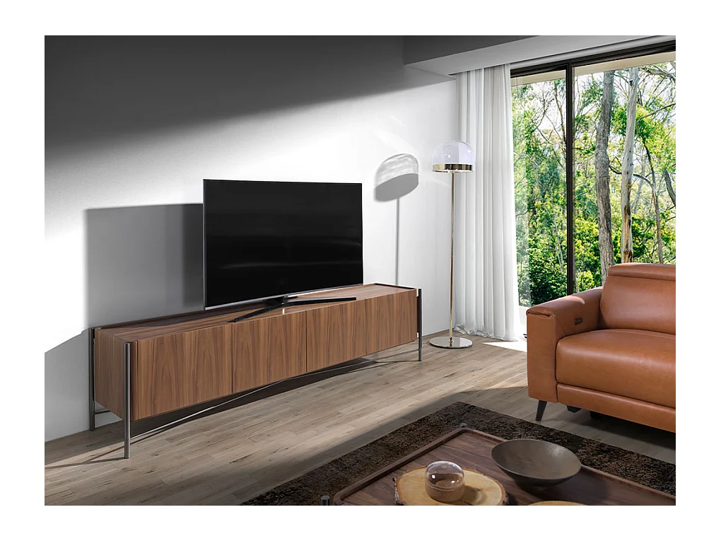 Meuble TV noyer et acier foncé 3240 ANGEL CERDA