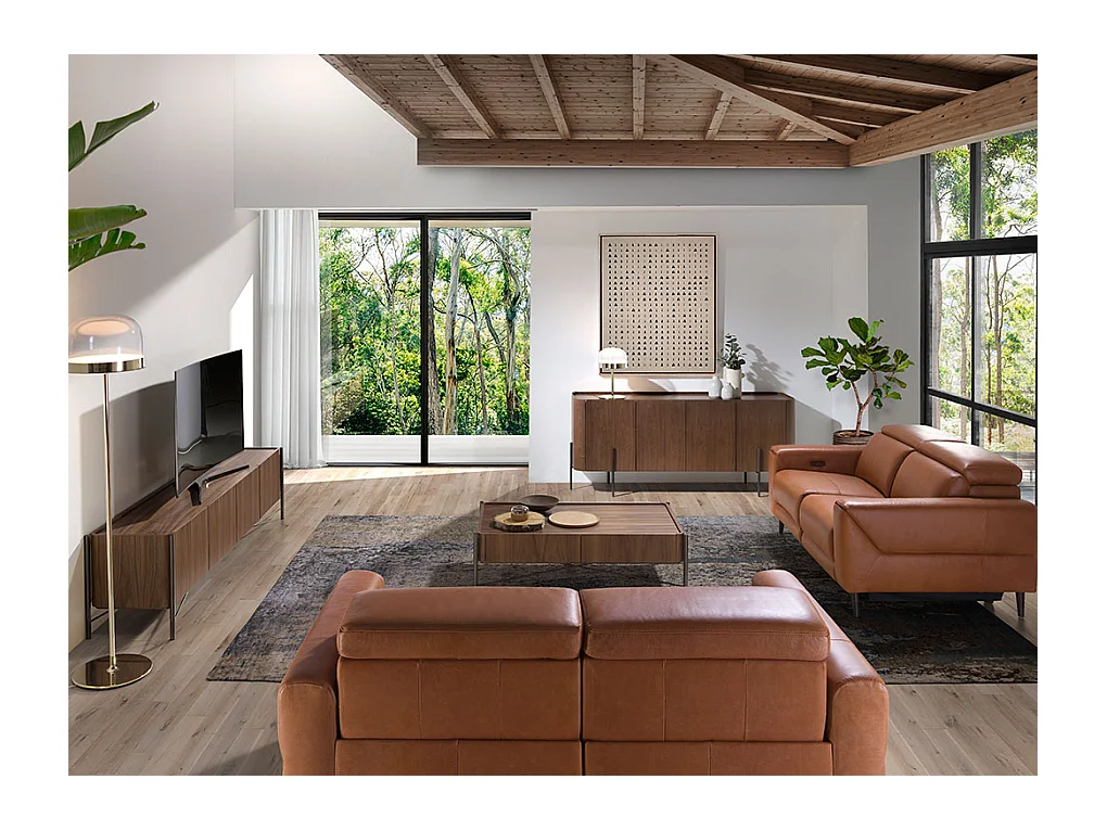 Meuble TV noyer et acier foncé 3240 ANGEL CERDA