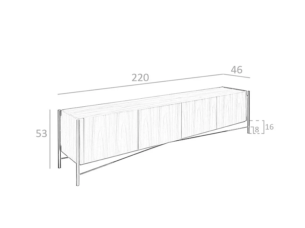 Meuble TV noyer et acier foncé 3240 ANGEL CERDA