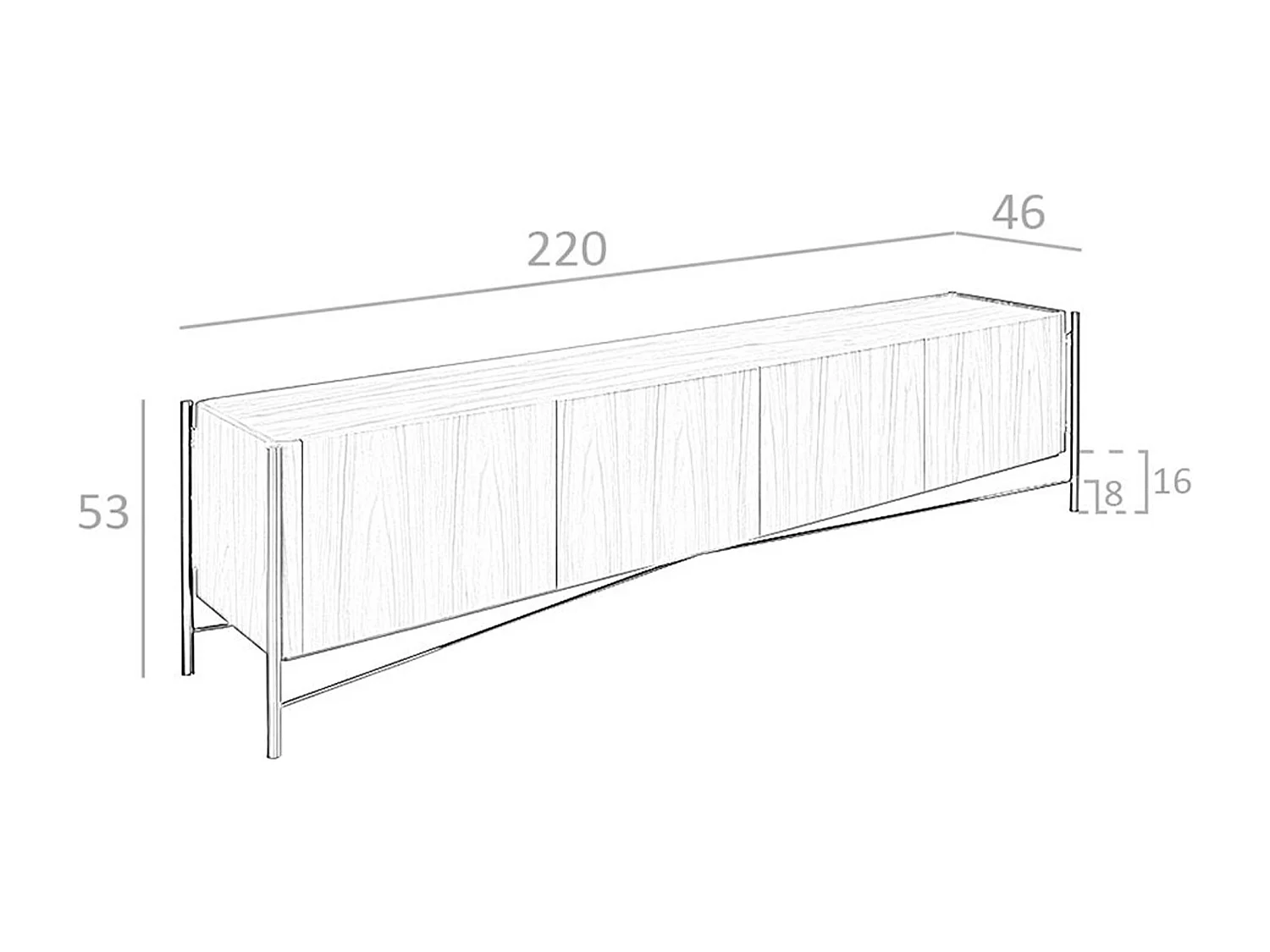 Meuble TV noyer et acier foncé 3240 ANGEL CERDA
