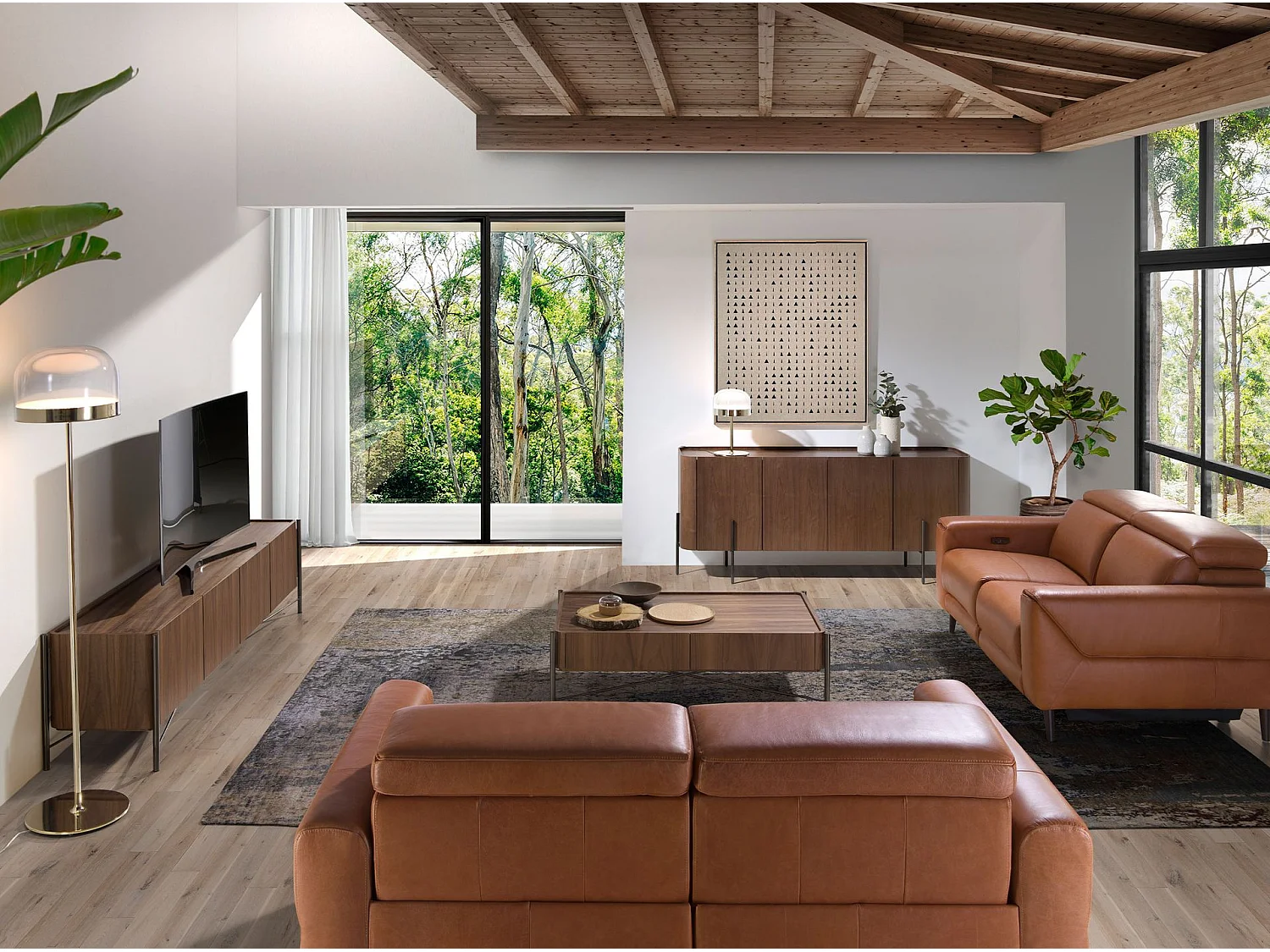 TV-meubel walnoot en donker staal 3240 ANGEL CERDA