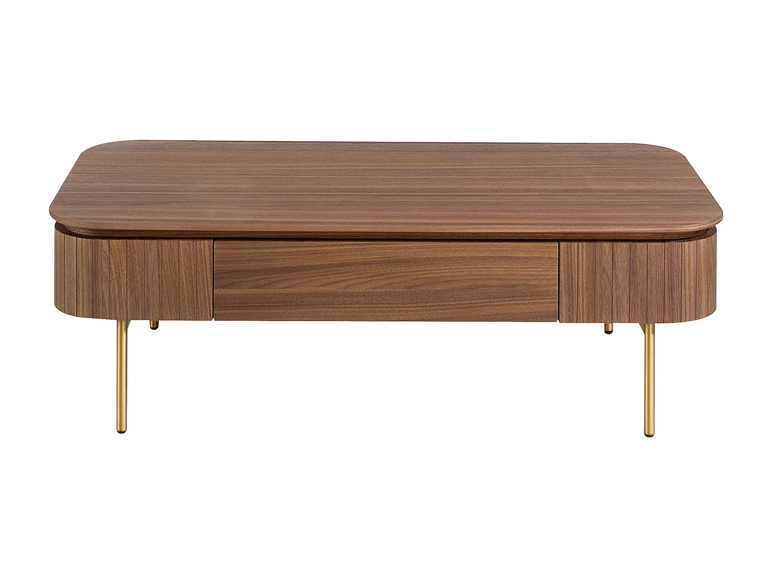 Table basse rectangulaire en noyer et acier poli or 2108 ANGEL CERDA