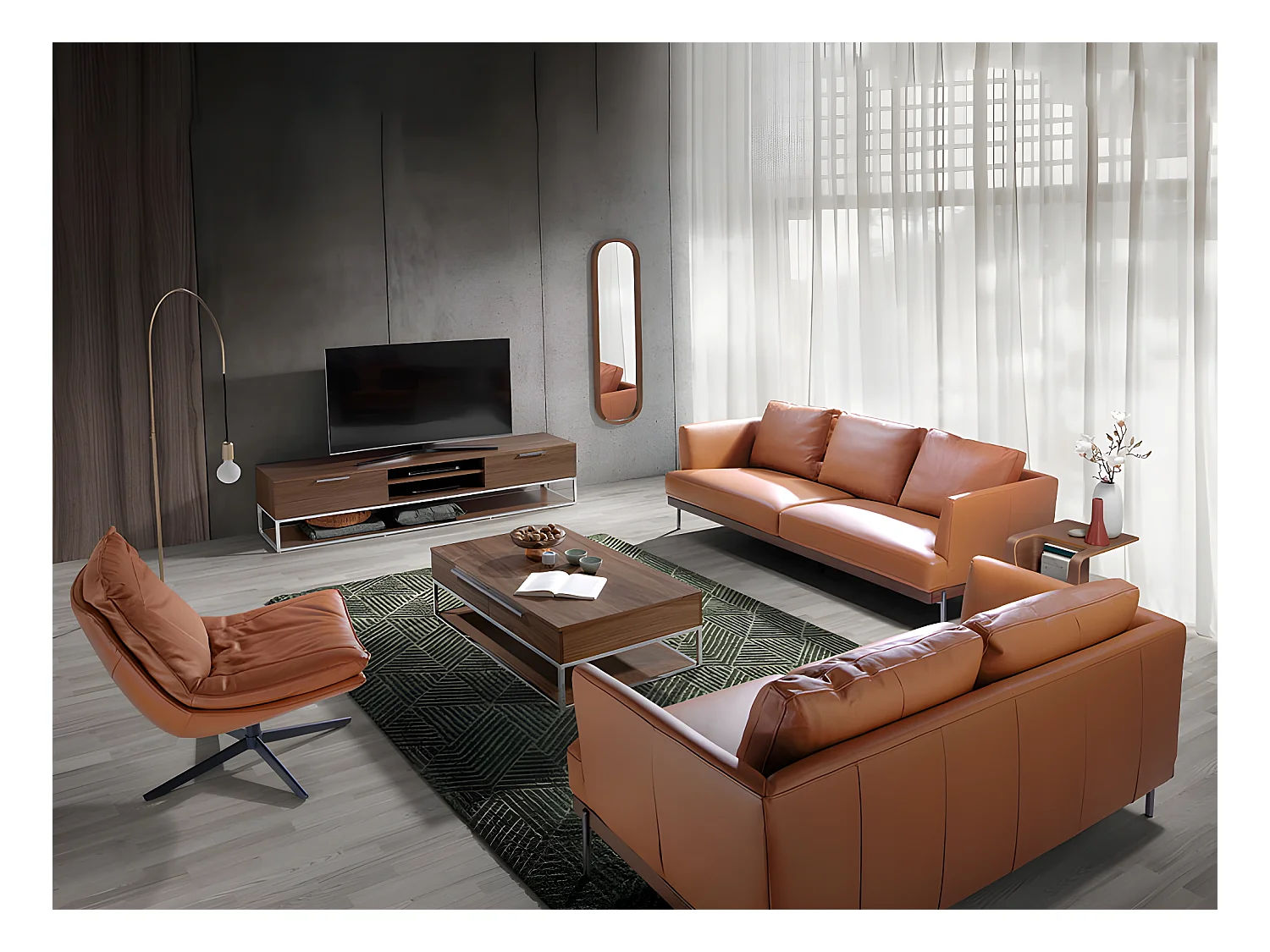 Tavolino in legno noce e acciaio cromato   2114 ANGEL CERDA