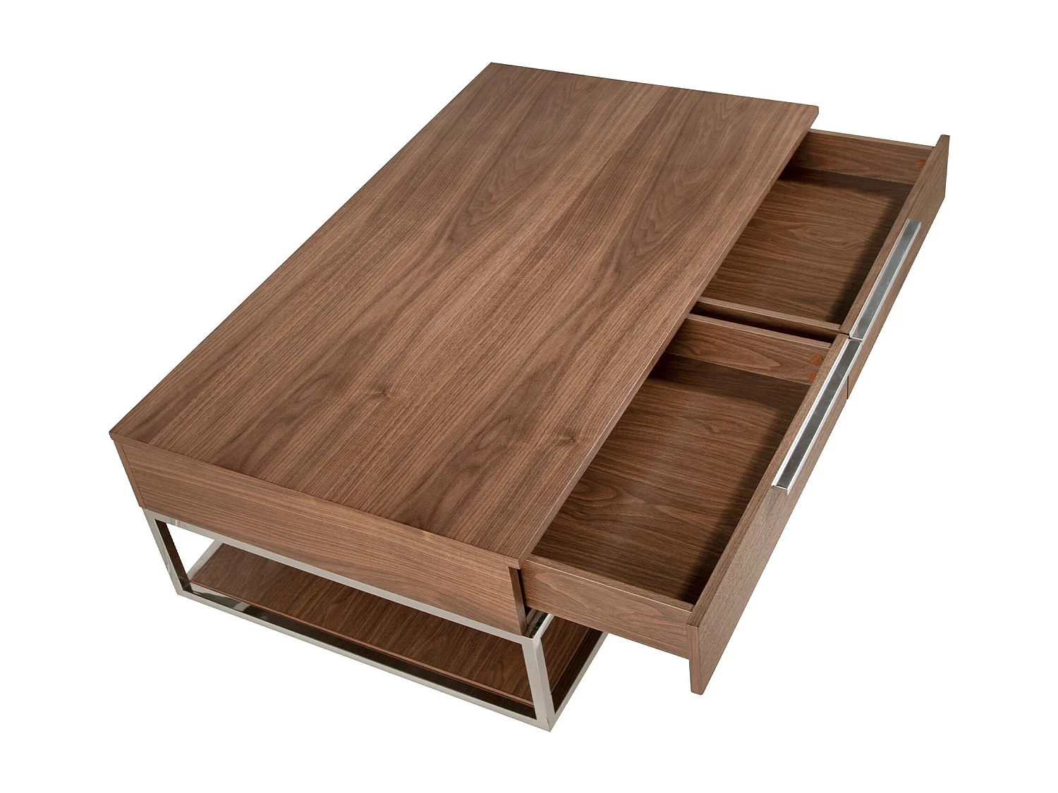 Table basse rectangulaire en noyer et acier chromé 2114 ANGEL CERDA