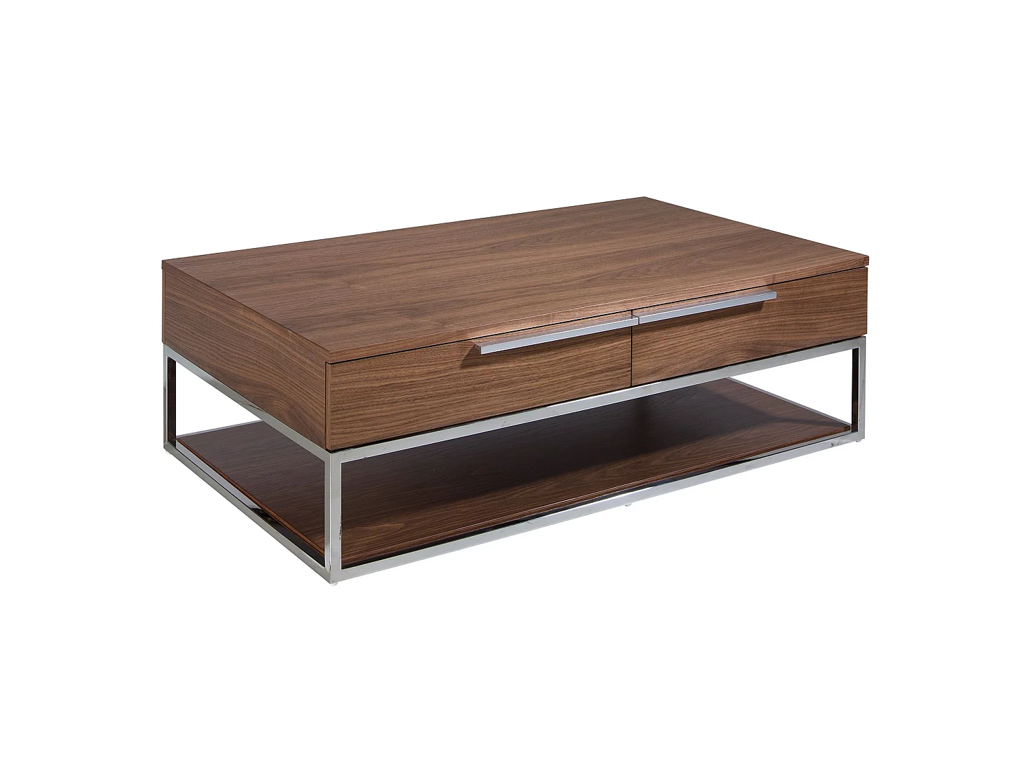 Rechteckiger Couchtisch Nussbaum und verchromter Stahl 2114 ANGEL CERDA