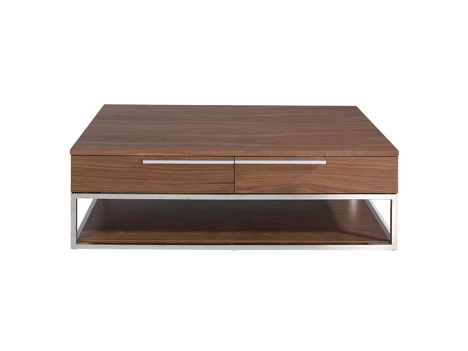Rechteckiger Couchtisch Nussbaum und verchromter Stahl 2114 ANGEL CERDA