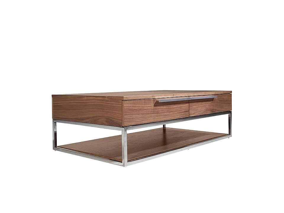 Rechteckiger Couchtisch Nussbaum und verchromter Stahl 2114 ANGEL CERDA