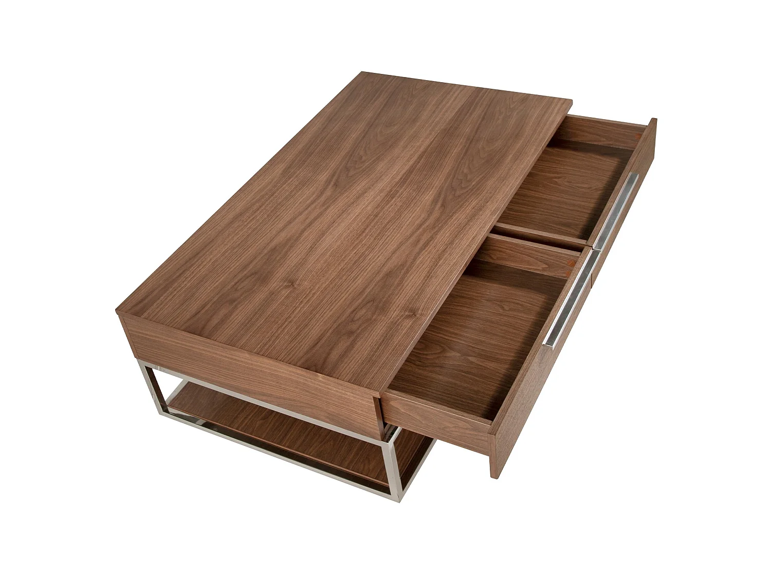 Rechteckiger Couchtisch Nussbaum und verchromter Stahl 2114 ANGEL CERDA
