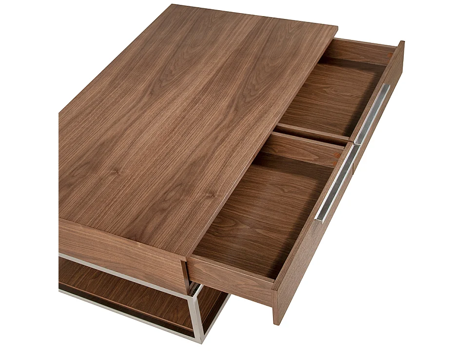 Rechteckiger Couchtisch Nussbaum und verchromter Stahl 2114 ANGEL CERDA
