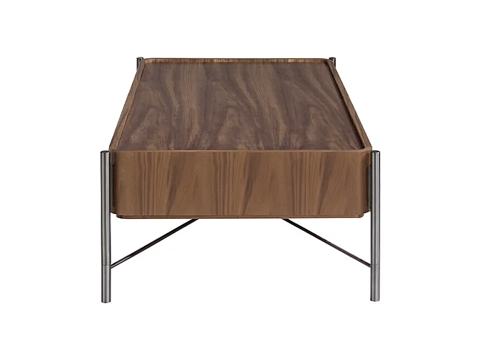 Rectangular coffee table walnut and dark steel
