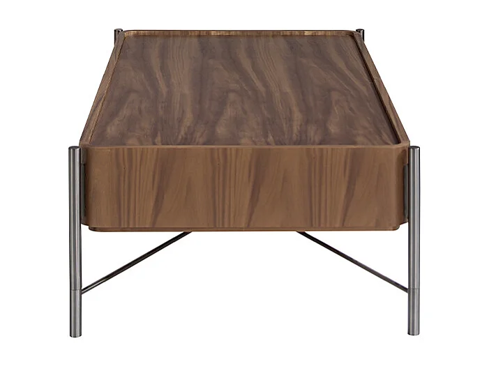 Table basse rectangulaire en noyer et acier foncé