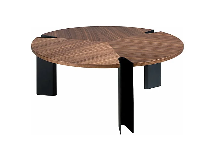 Mesa de centro de nogueira e aço preto 2113