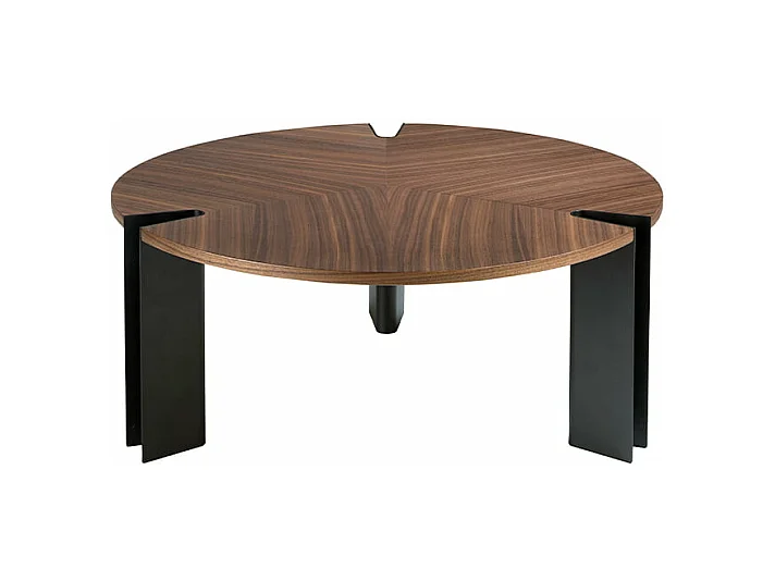 Mesa de centro de nogueira e aço preto 2113