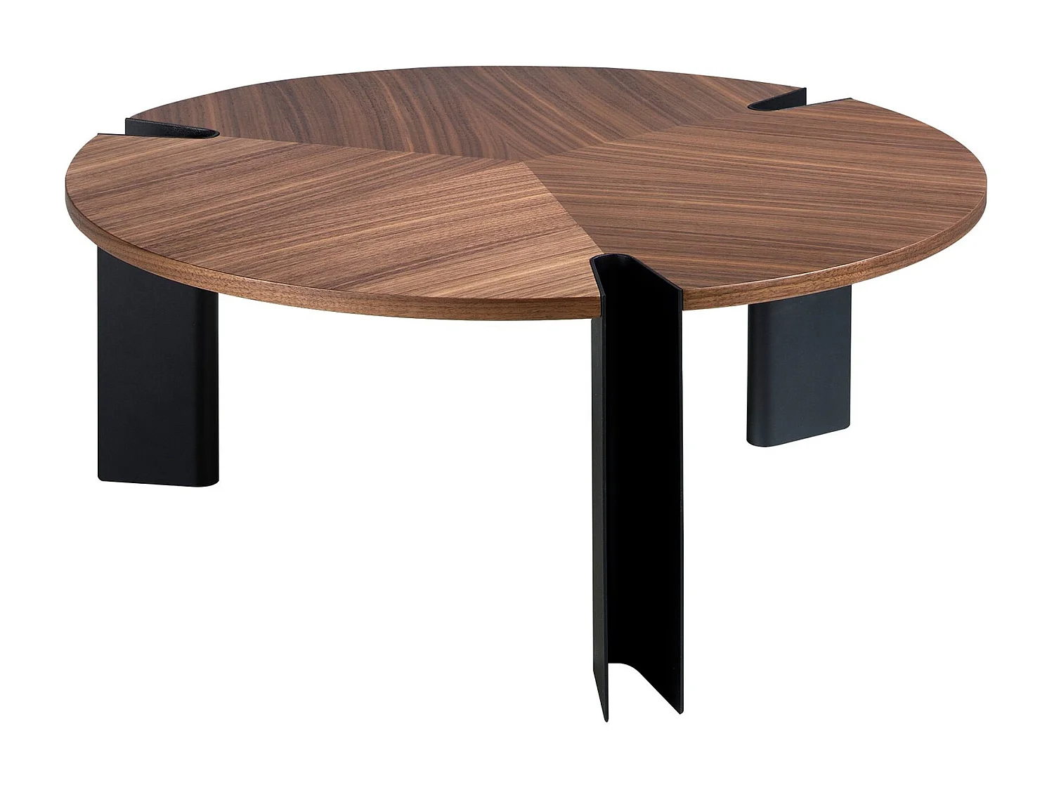 Table basse ronde en noyer et acier noir 2113 ANGEL CERDA