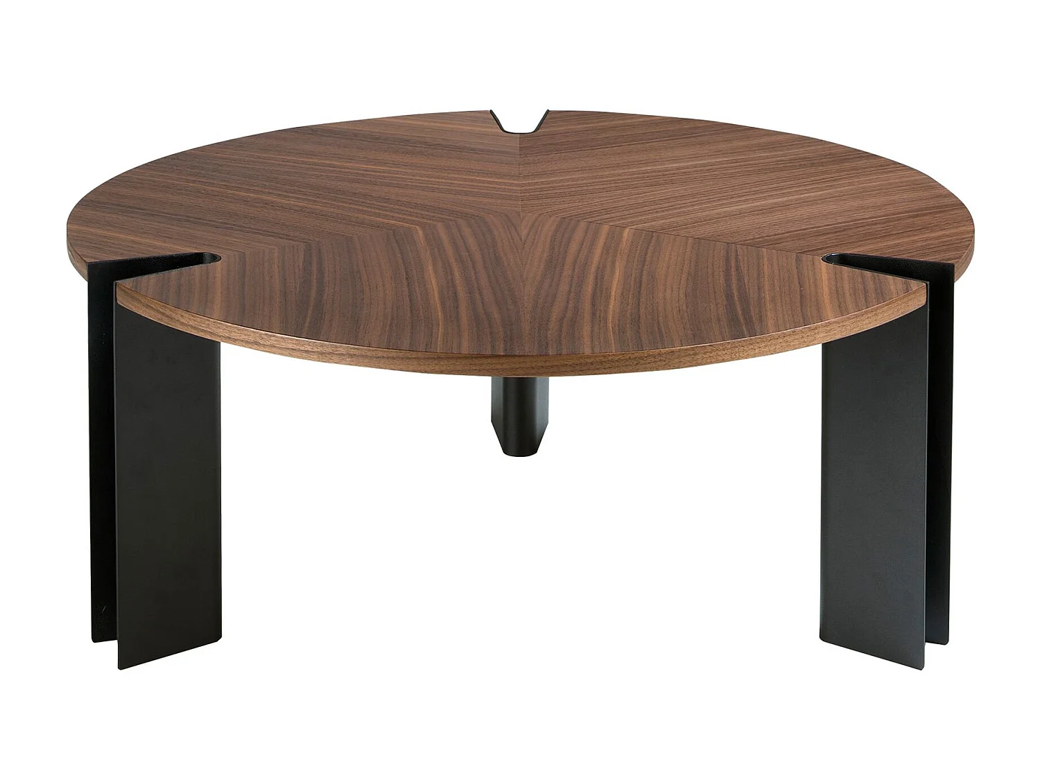 Table basse ronde en noyer et acier noir 2113 ANGEL CERDA
