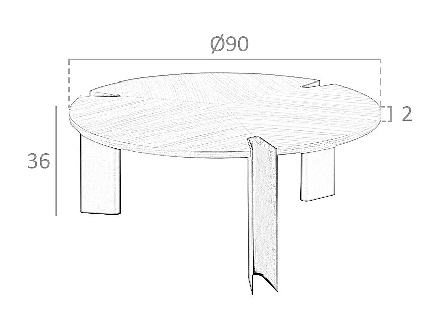 Runder Couchtisch Nussbaum und schwarzer Stahl 2113 ANGEL CERDA