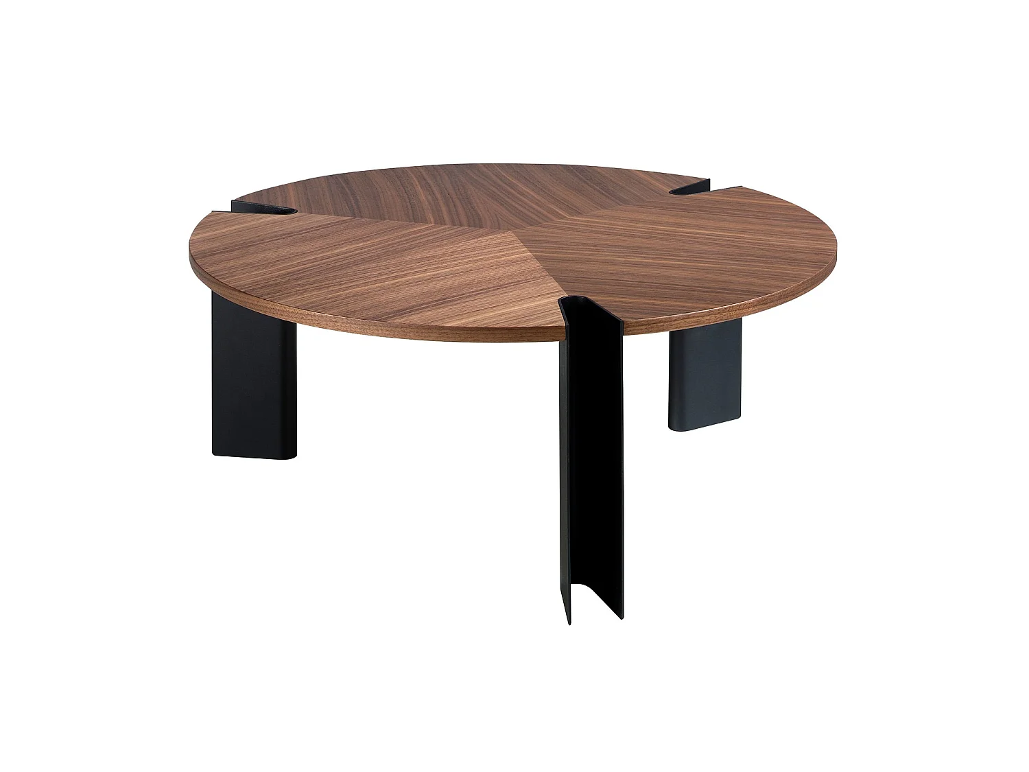 Table basse ronde en noyer et acier noir 2113 ANGEL CERDA