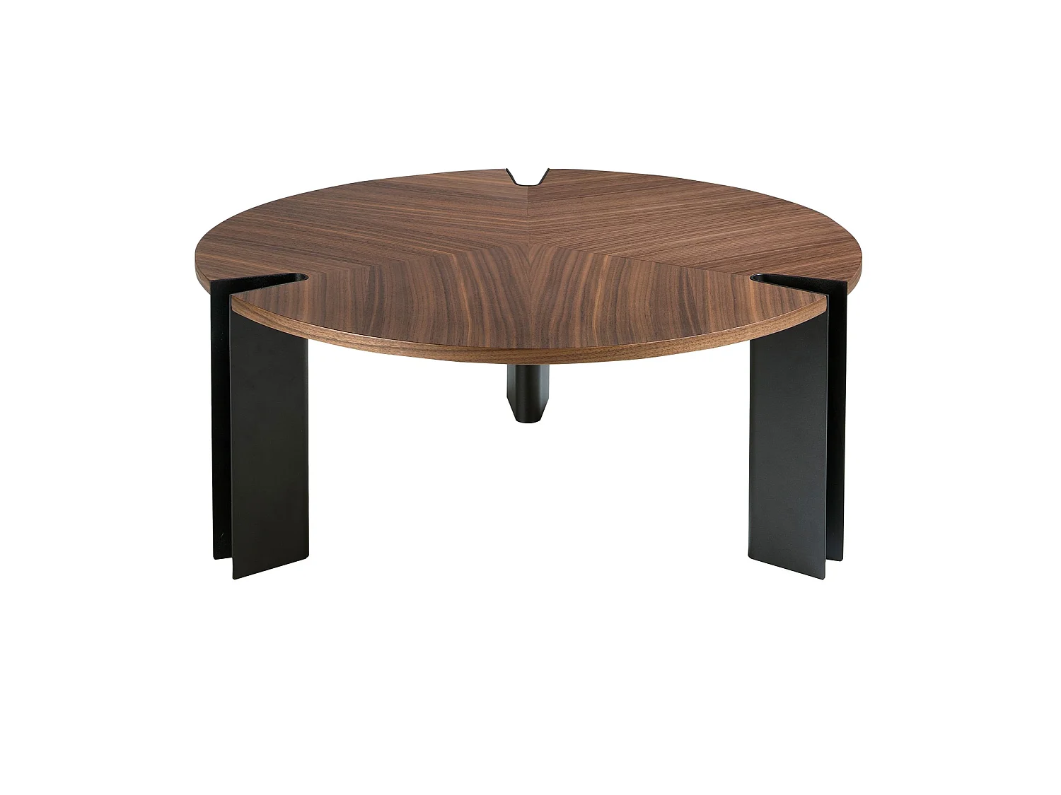 Table basse ronde en noyer et acier noir 2113 ANGEL CERDA