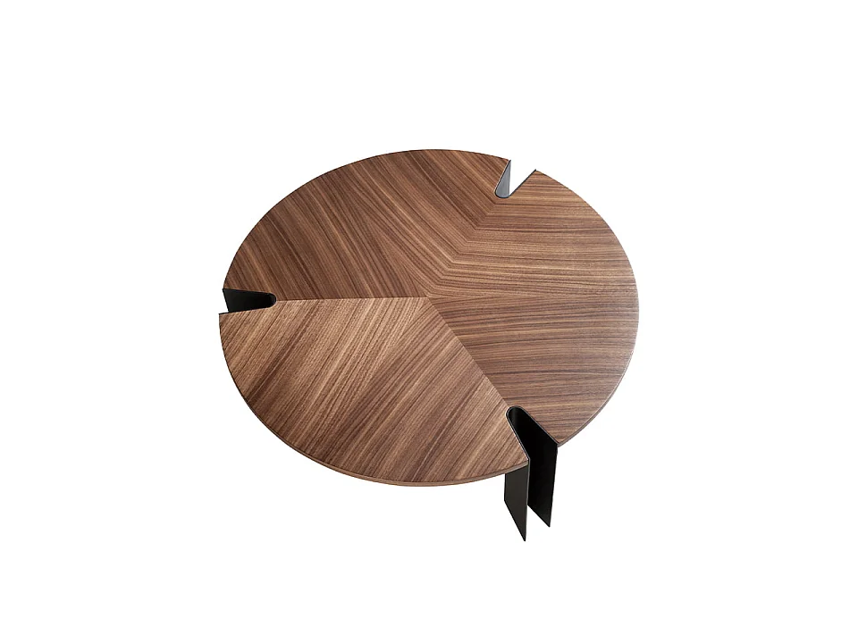 Table basse ronde en noyer et acier noir 2113 ANGEL CERDA