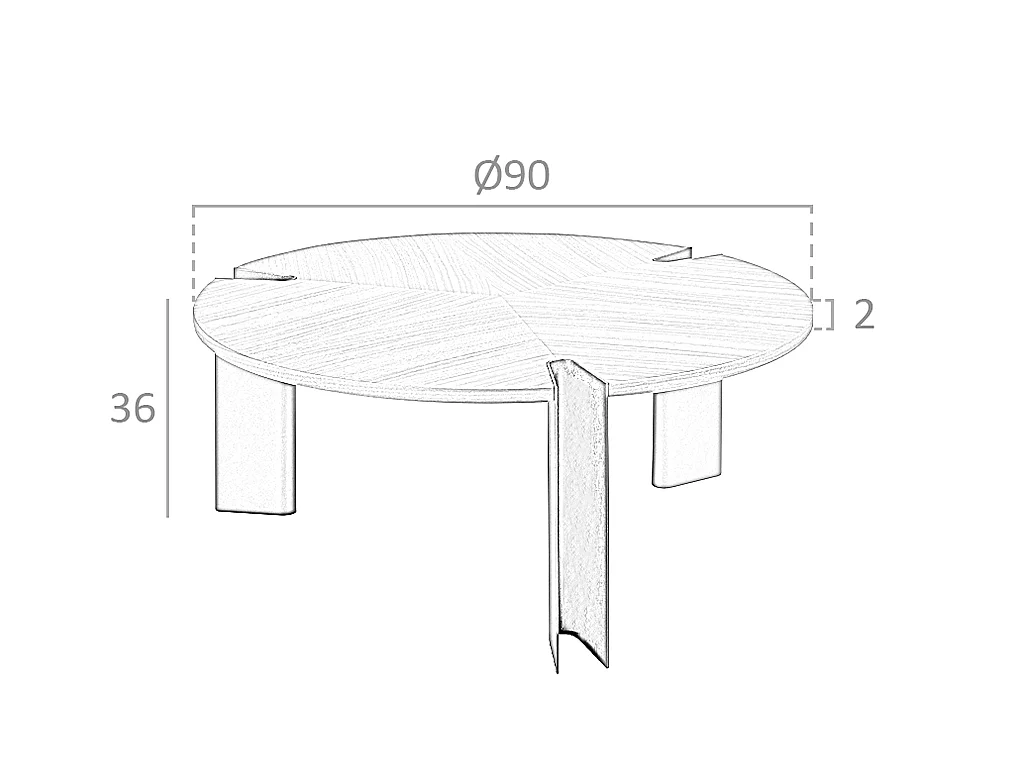 Table basse ronde en noyer et acier noir 2113 ANGEL CERDA
