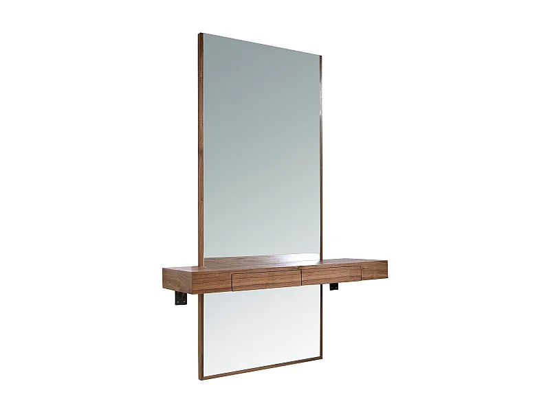 Prostokątne lustro ścienne z orzecha włoskiego