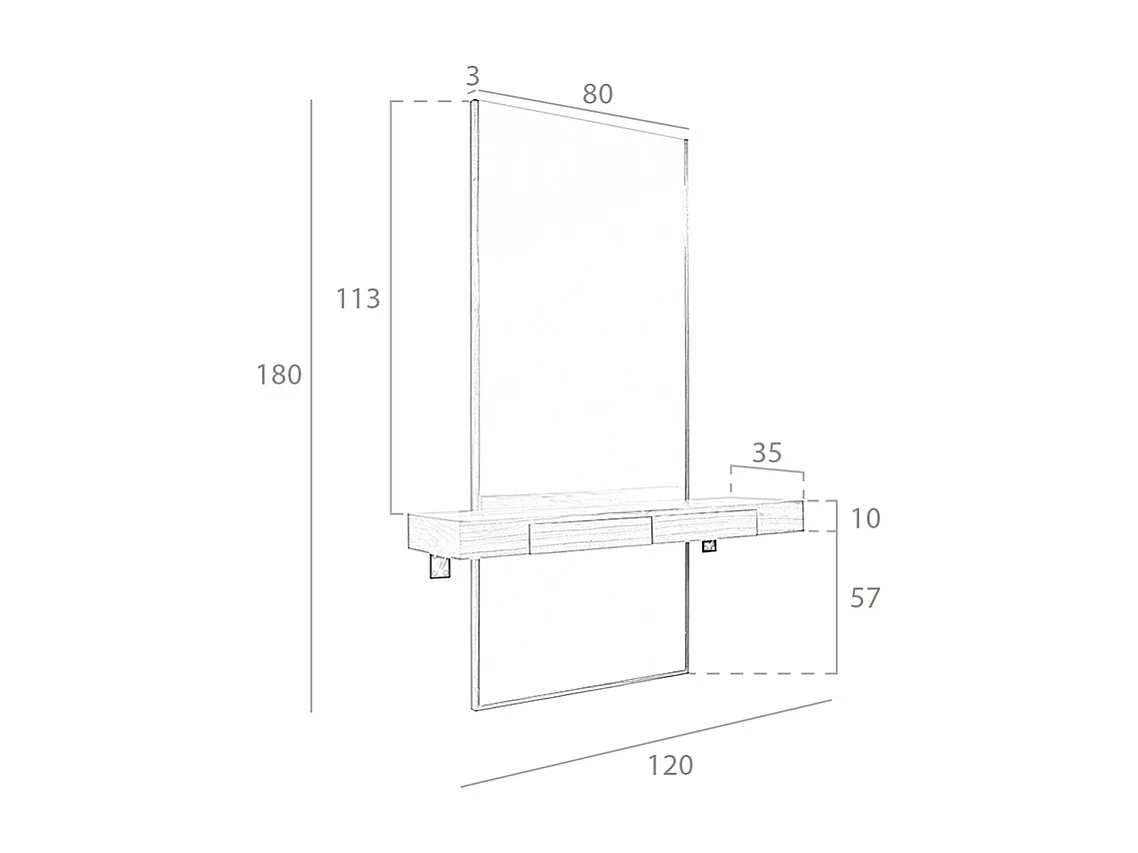 Miroir mural rectangulaire noyer 3235 ANGEL CERDA