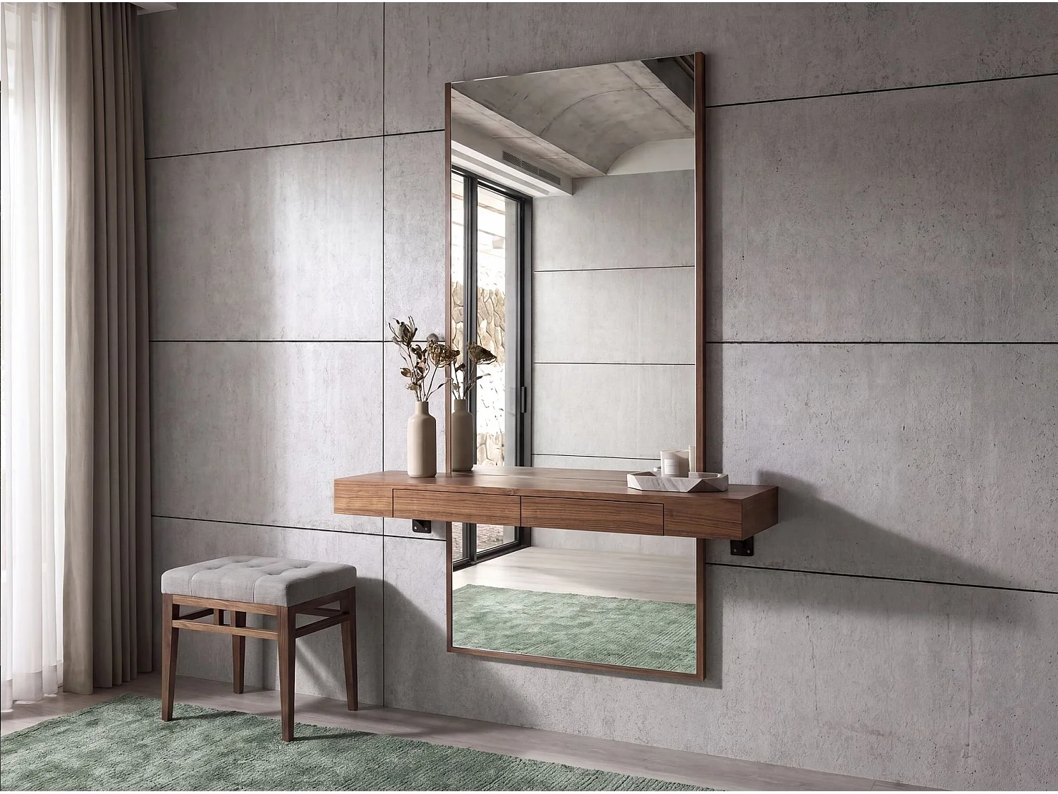 Miroir mural rectangulaire noyer 3235 ANGEL CERDA