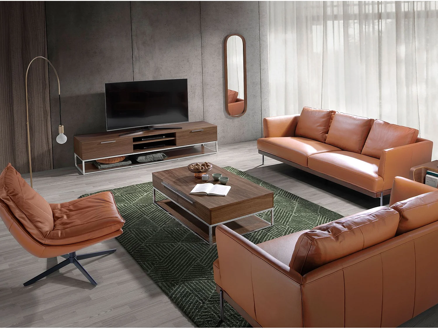 Owalne lustro ścienne z orzecha włoskiego 3234 ANGEL CERDA