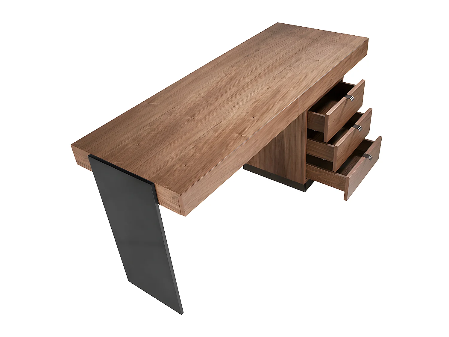 Schreibtisch Nussbaum und abgedunkelter polierter Stahl 3237 ANGEL CERDA